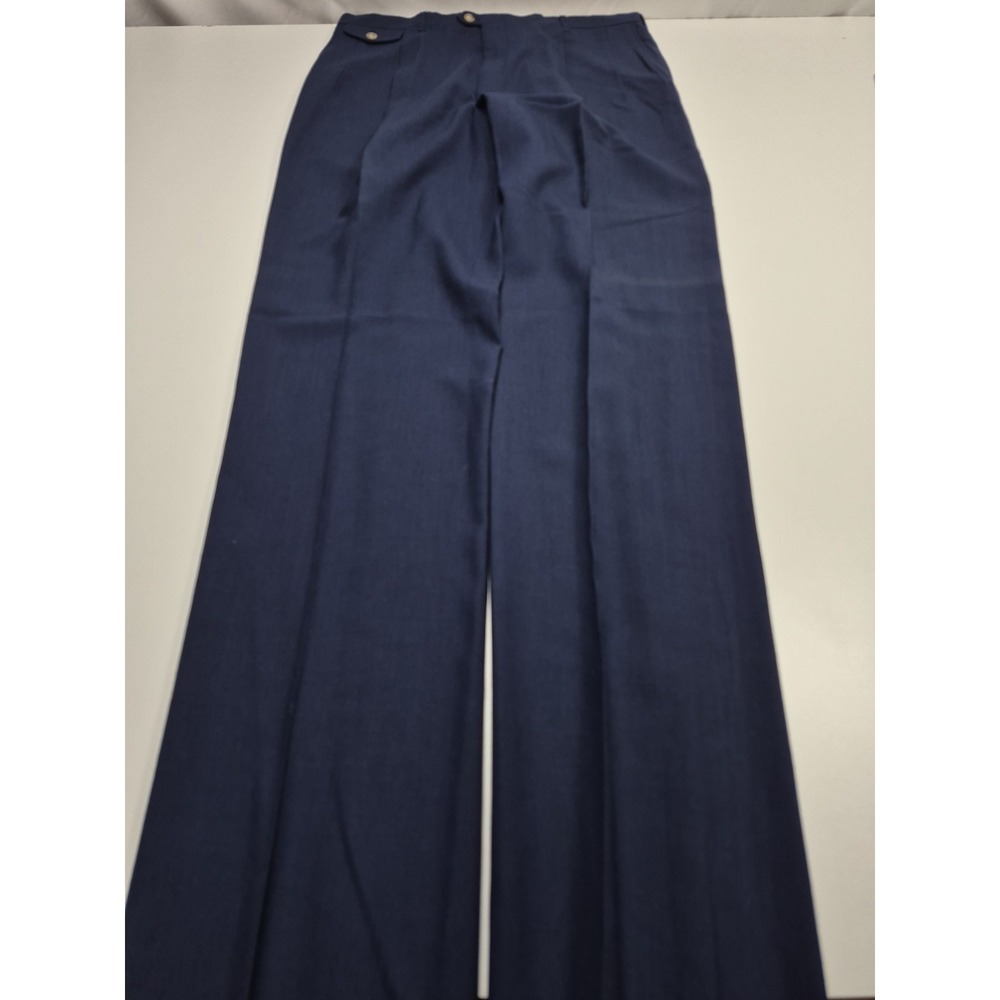 VTG Racquet Club Dress Pants Mens 38x36 Blue Poly Wool Pleated Straight USA NWT